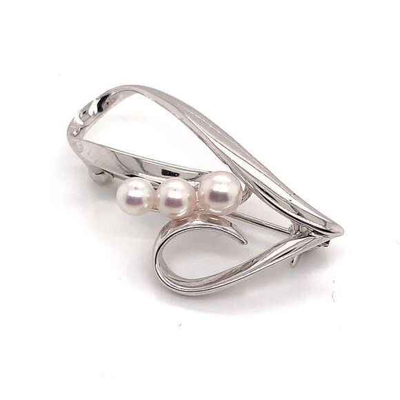 Mikimoto Estate Pin Brooch Sterling Silver 3.14 Gr 4.55 mm M153 - Picture 2 of 11
